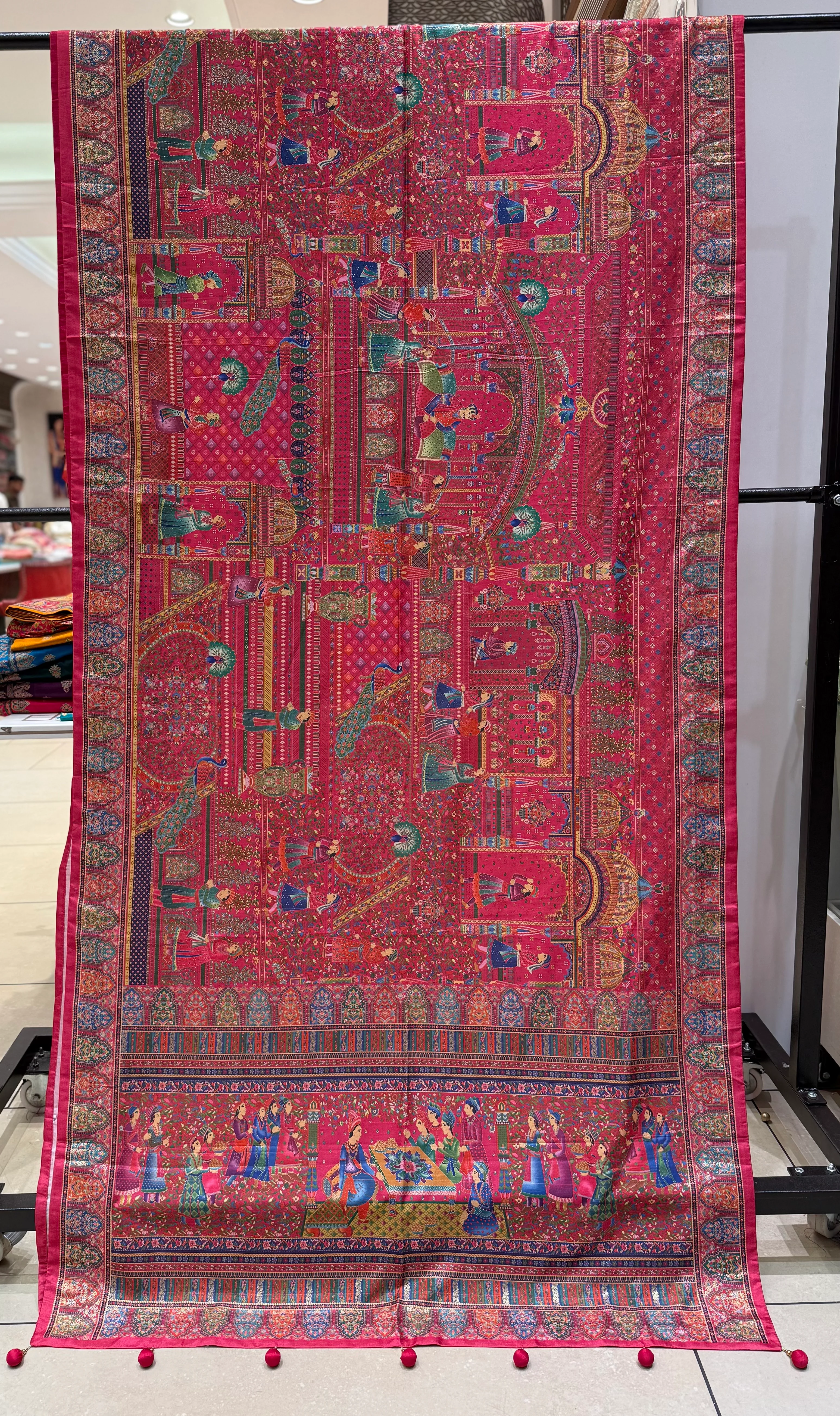 Royal Darbar Scene Patola Inspired Silk Saree with Traditional Heritage Weaving - Image 35