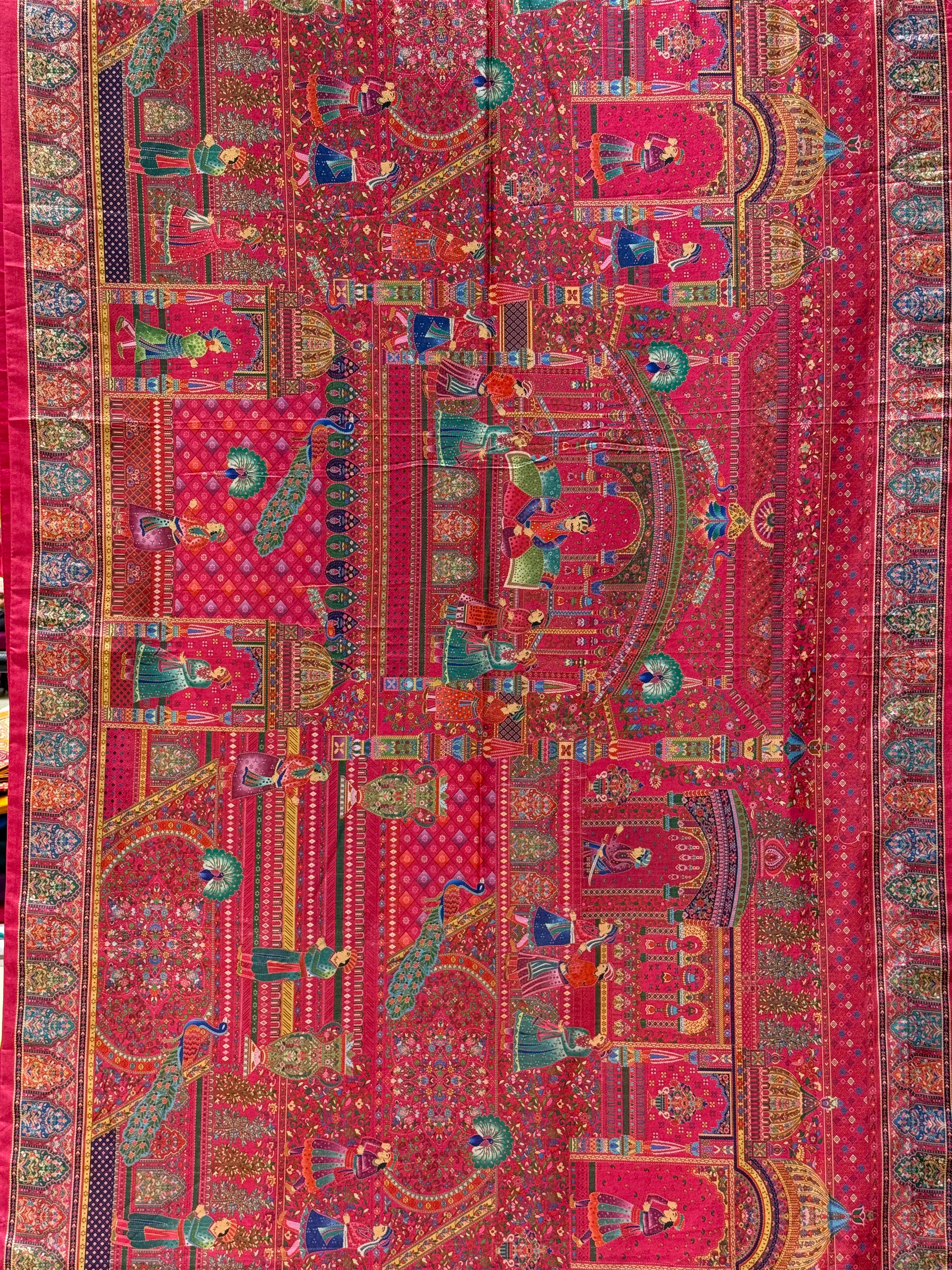 Royal Darbar Scene Patola Inspired Silk Saree with Traditional Heritage Weaving - Image 37