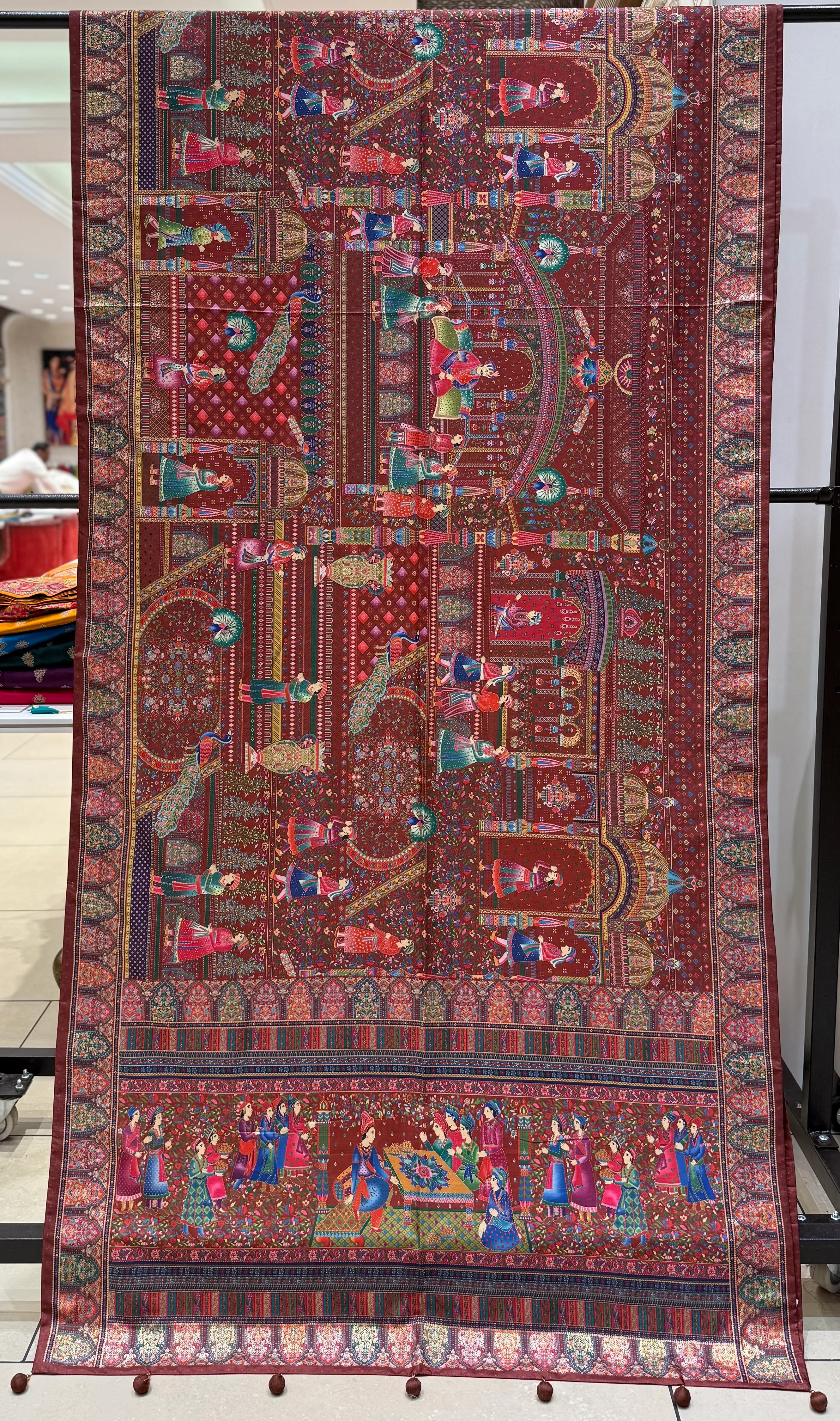Royal Darbar Scene Patola Inspired Silk Saree with Traditional Heritage Weaving - Image 39