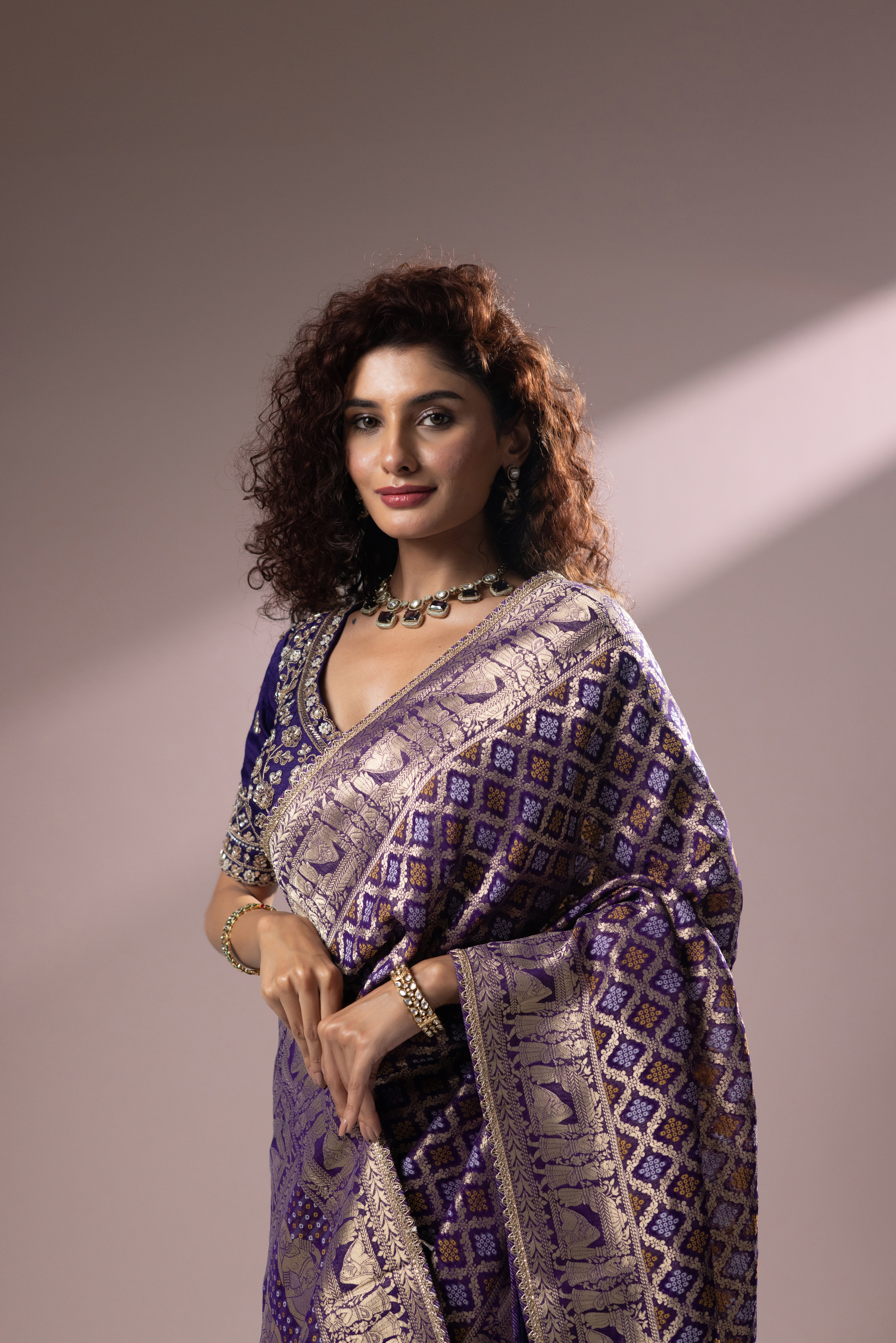 Royal Purple Banarasi Silk Saree with Intricate Zari Weaving - Image 3