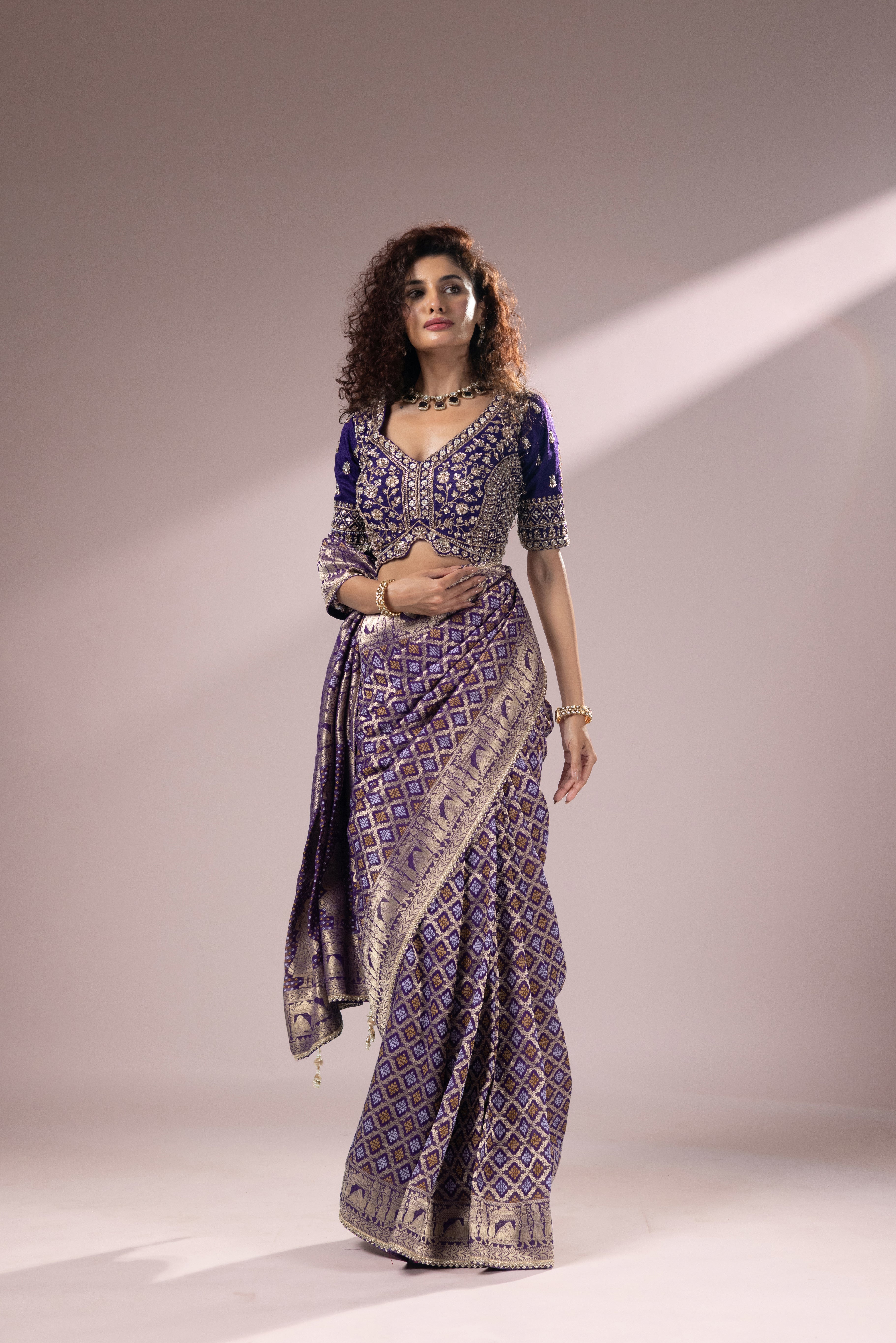 Royal Purple Banarasi Silk Saree with Intricate Zari Weaving - Image 5