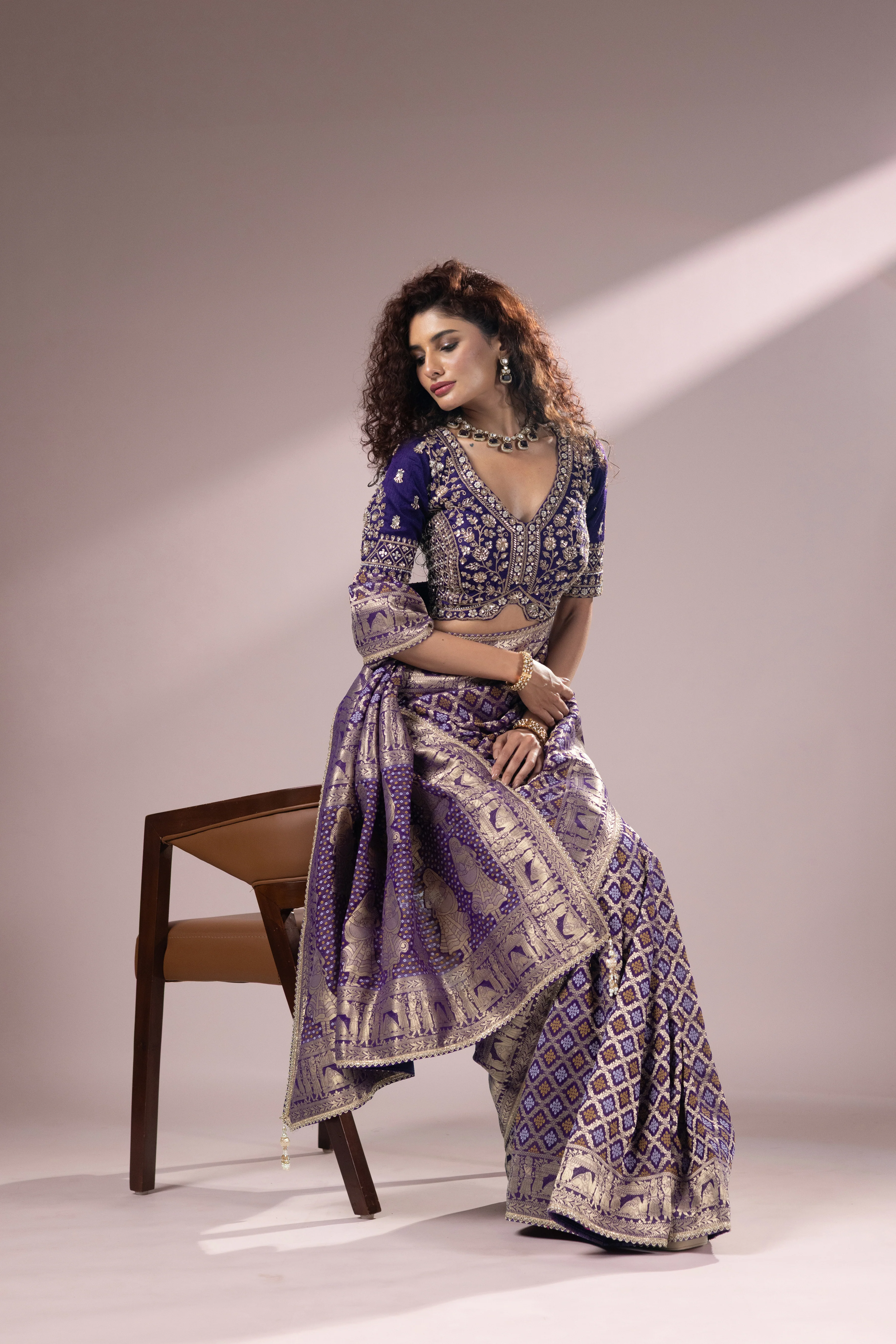 Royal Purple Banarasi Silk Saree with Intricate Zari Weaving - Image 6