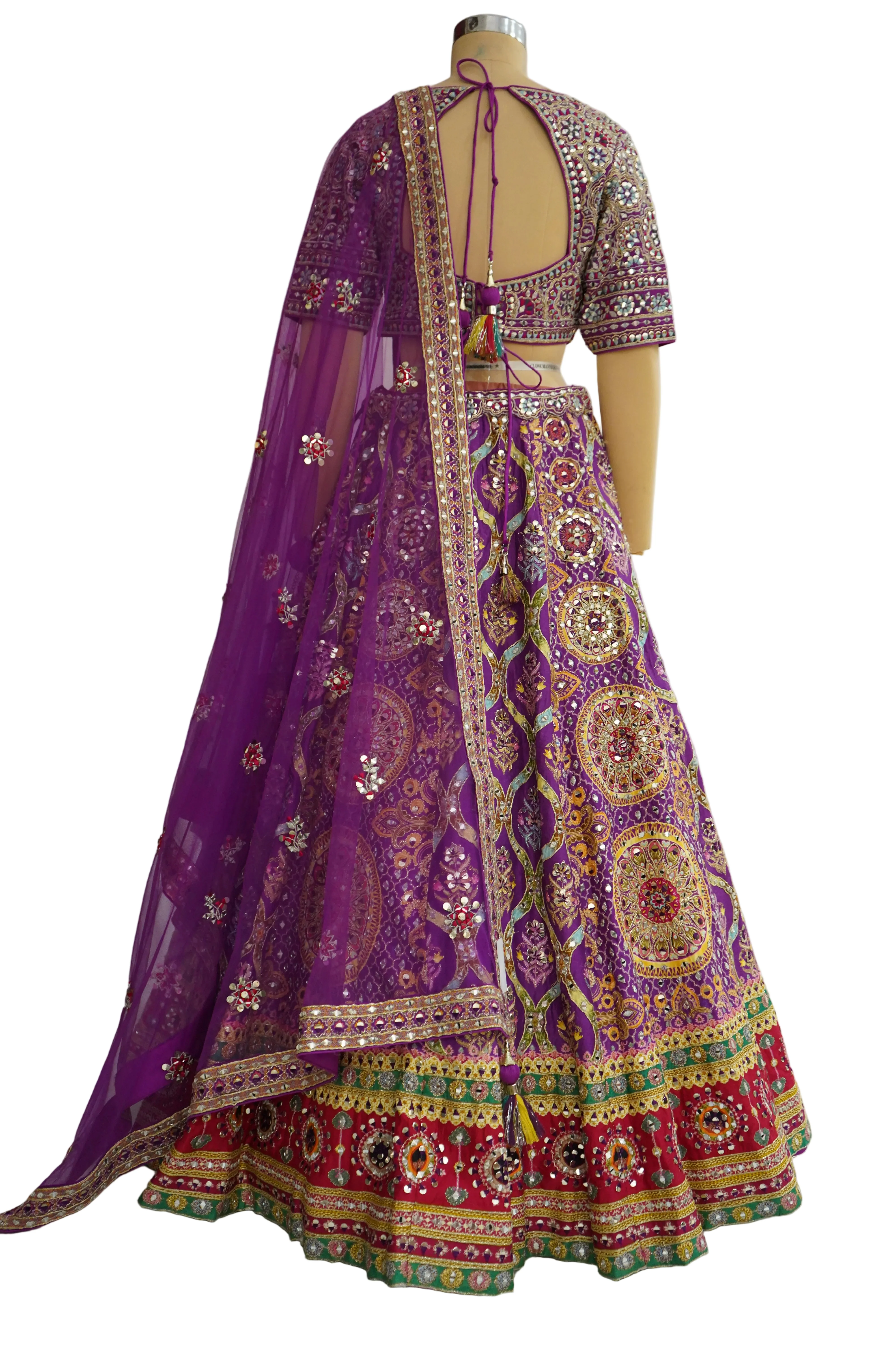 Royal Purple Designer Lehenga Set with Embellished Blouse and Net Dupatta - Image 8