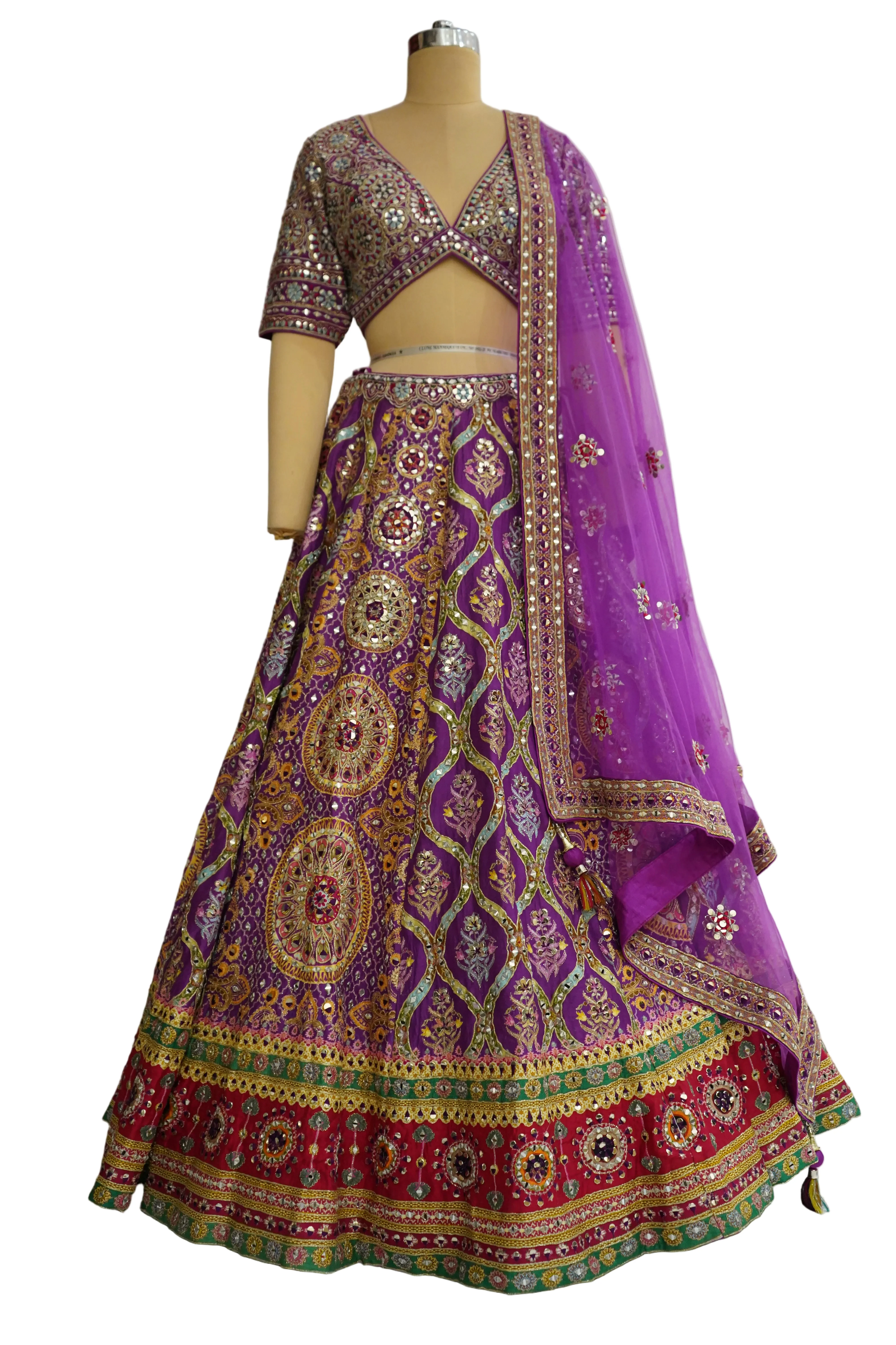 Royal Purple Designer Lehenga Set with Embellished Blouse and Net Dupatta - Image 9