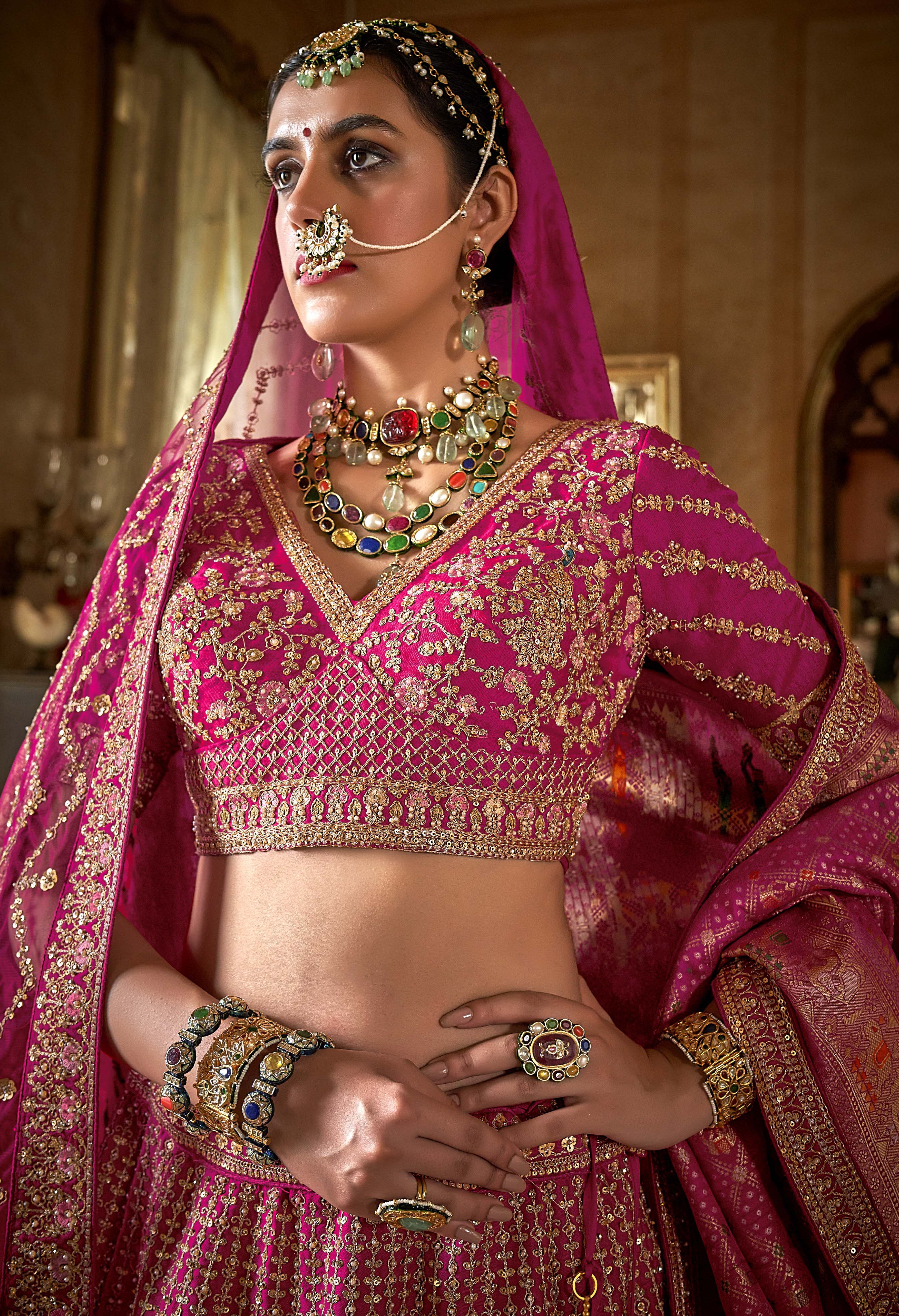 Royal Rani Pink Bridal Lehenga with Intricate Zardozi & Dori Embroidery - Image 2