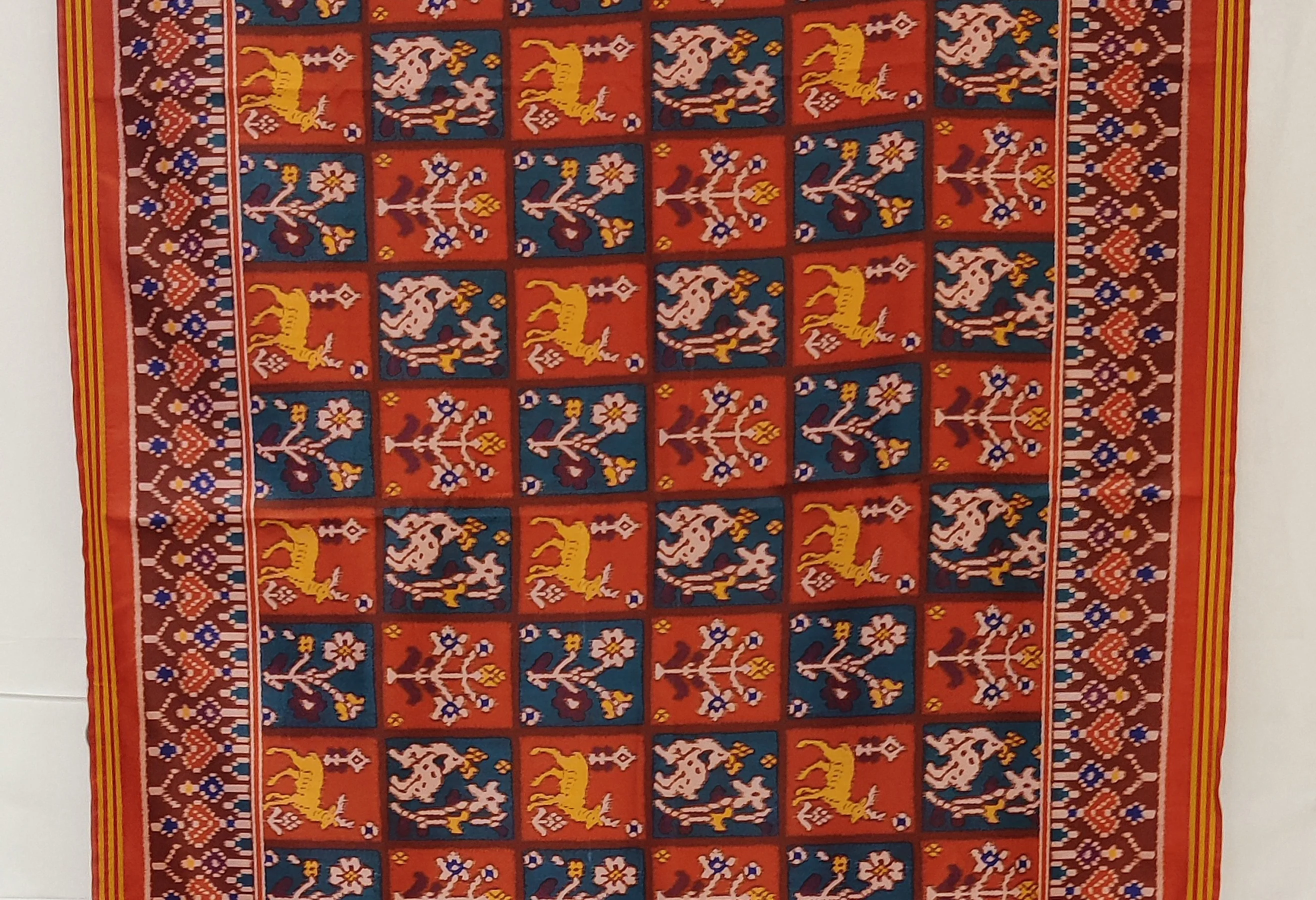Rust Red Traditional Patola Inspired Silk Blend Saree with Heritage Motifs P20 - Image 2