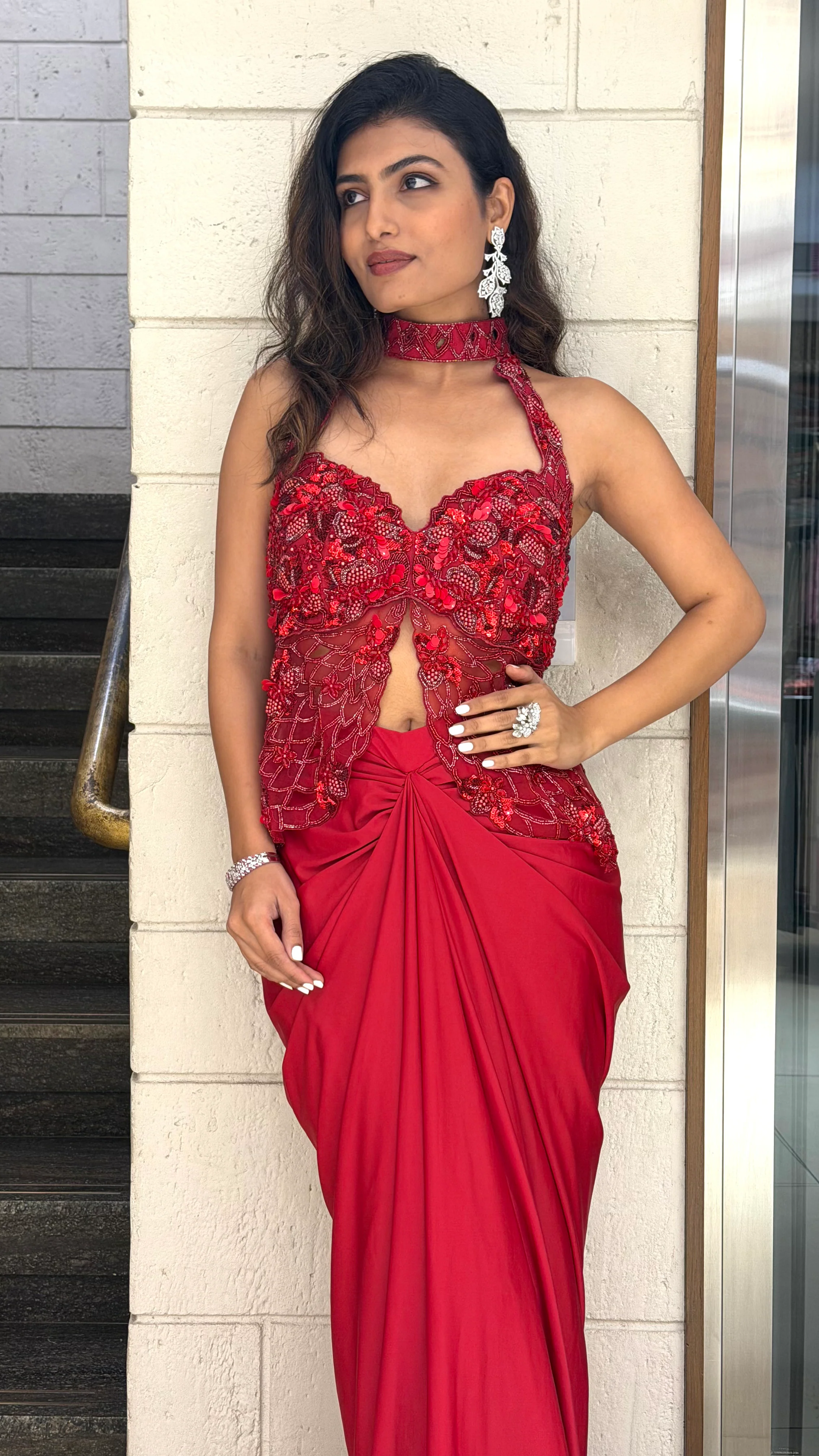 Red Designer Indo-Western - Image 6