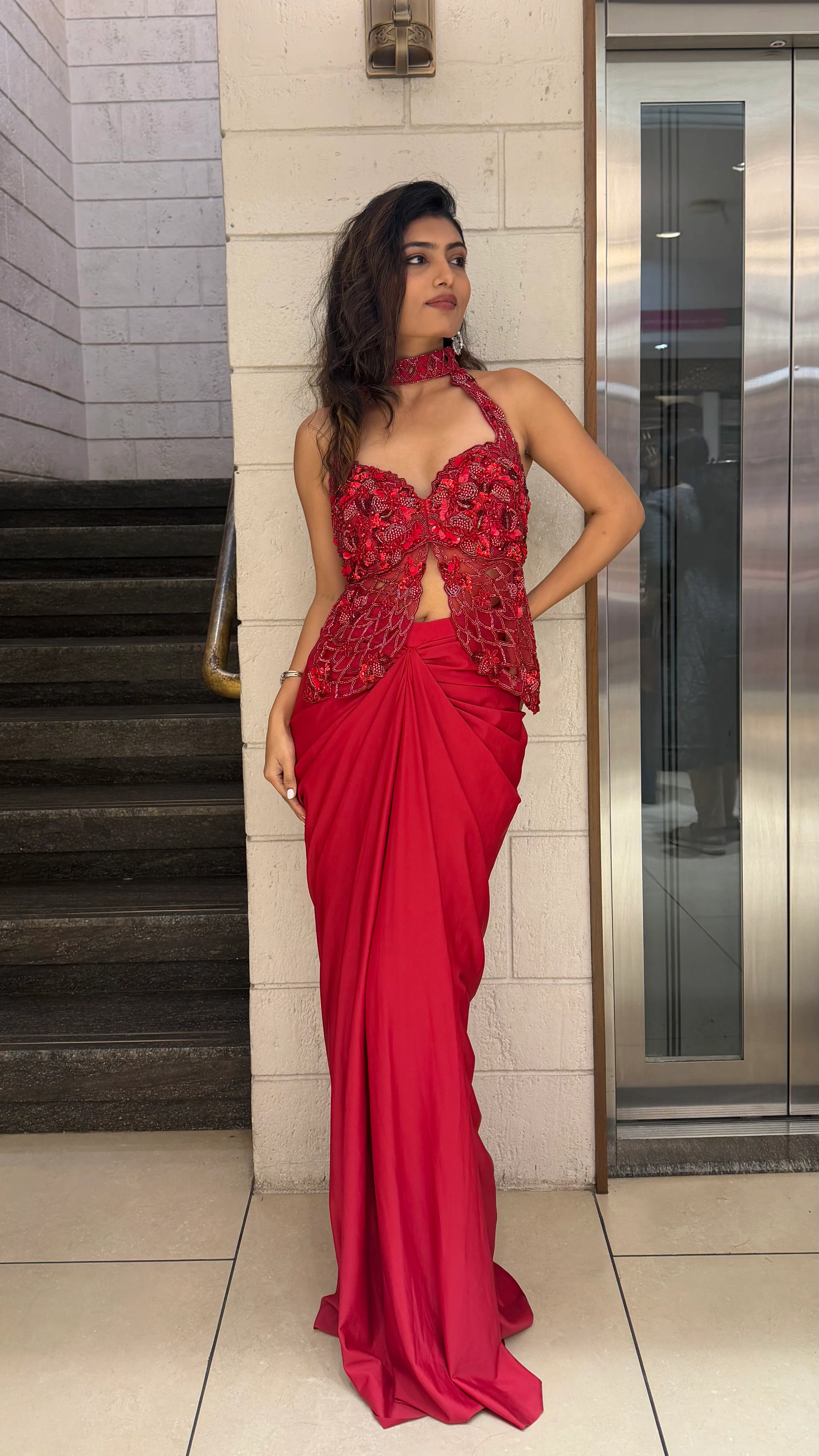Red Designer Indo-Western - Image 7