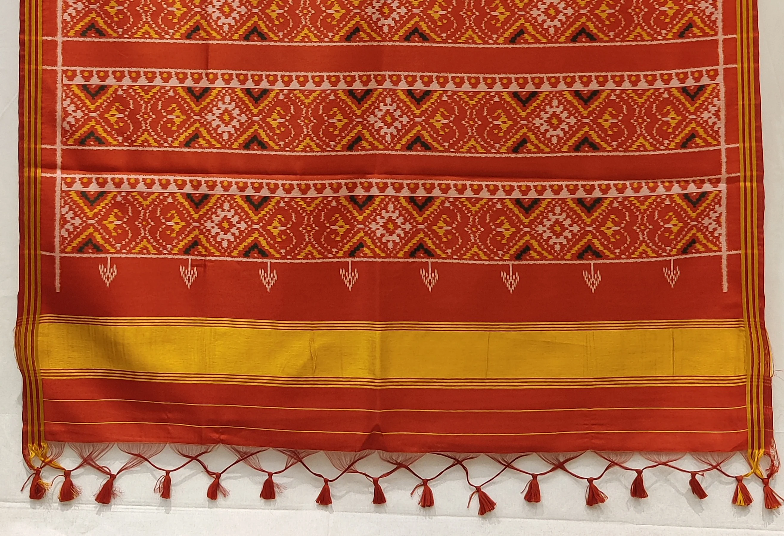 Teal Blue Patola Inspired Silk Blend Saree with Traditional Gujarati Motifs P171 - Image 3