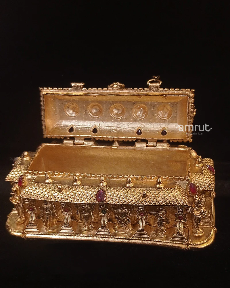 Temple Inspired Gold Finished Sindoor Dani - Image 2