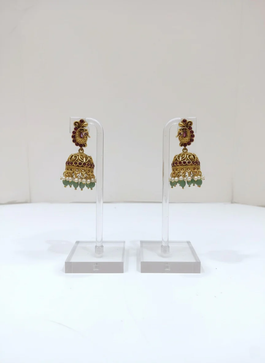 Temple Jewelry Set with Lakshmi, Elephant, and Peacock Motifs - Image 2