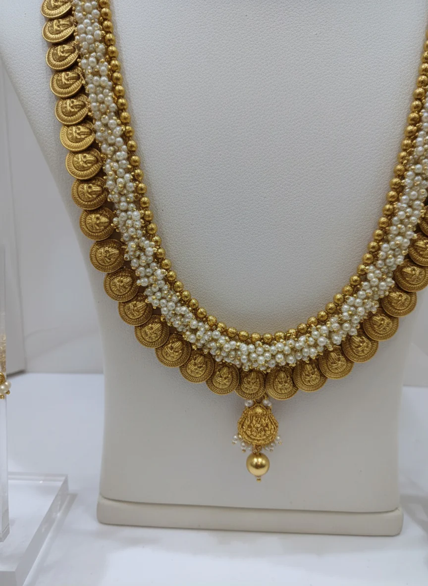 Traditional Kasumala and Pearl Antique Gold Set - Image 3