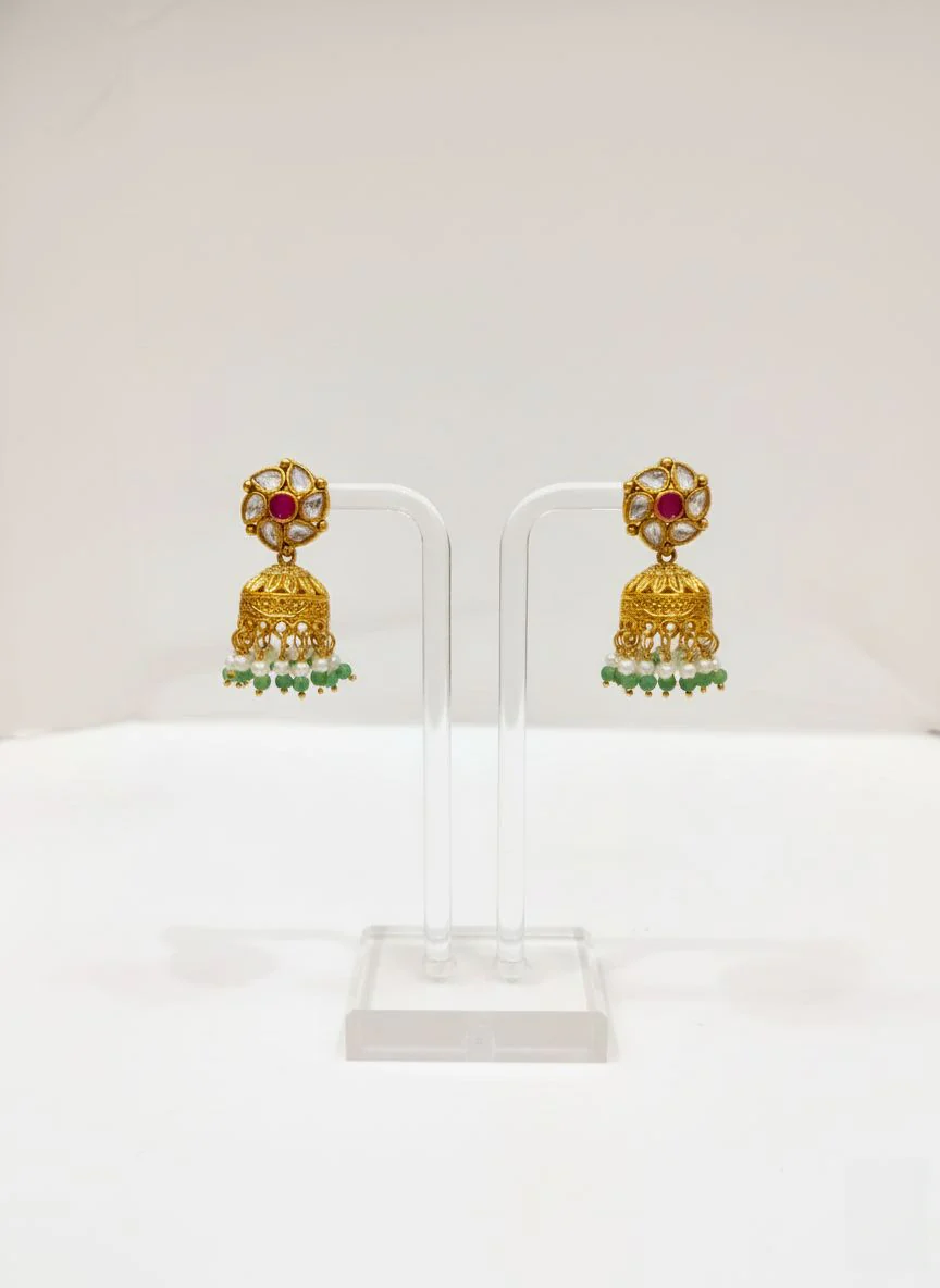 Traditional Kundan Choker Necklace Set with Ruby & Emerald Accents - Image 2