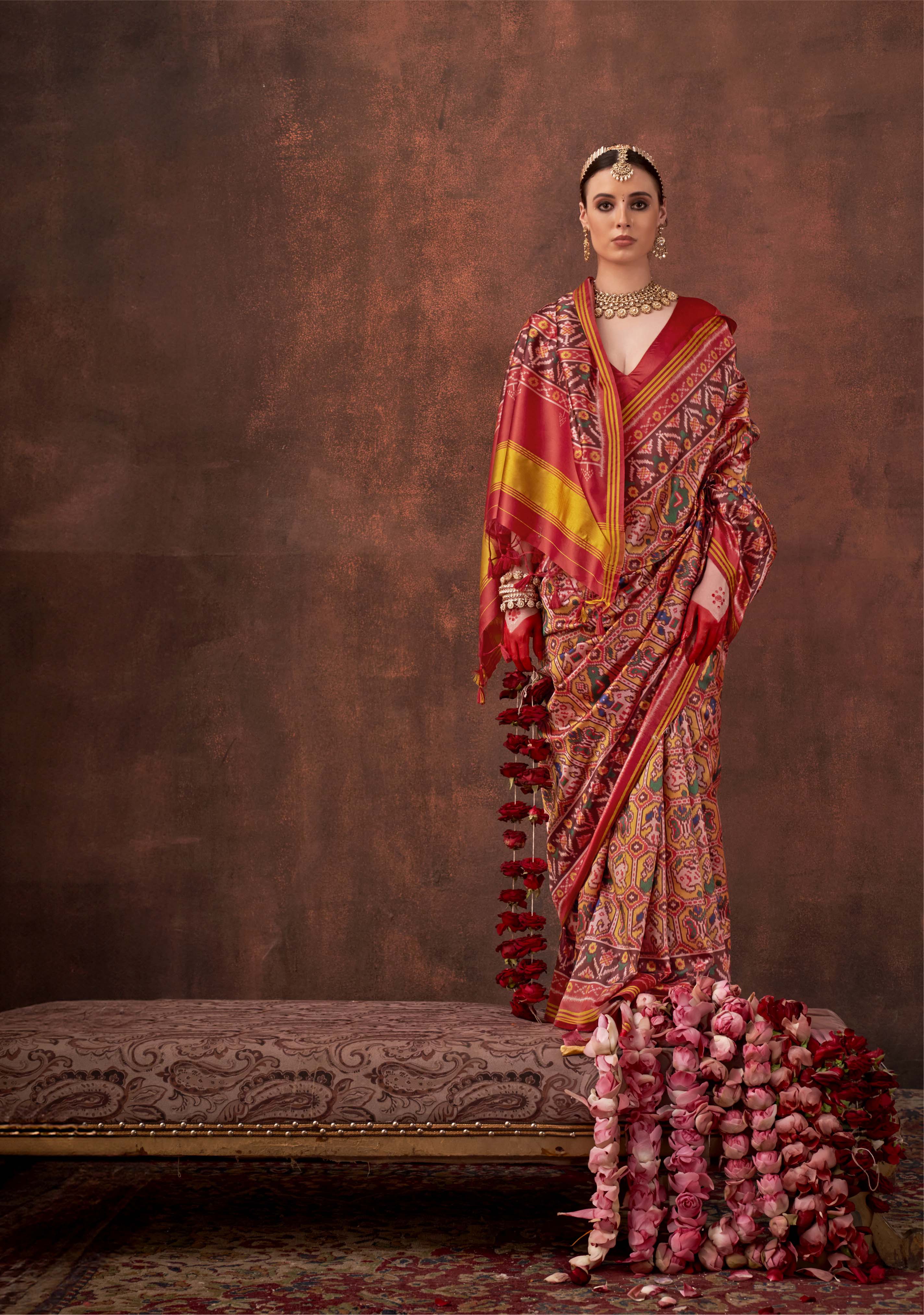 Blue & Red Signature Patan Patola Soft Silk Saree with Traditional Ikat Hexagon Motifs P88 - Image 2