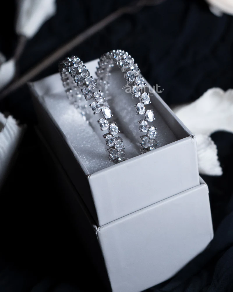 925 Sterling Silver Round Solitaire Bangle Swiss Zirconia - Image 2