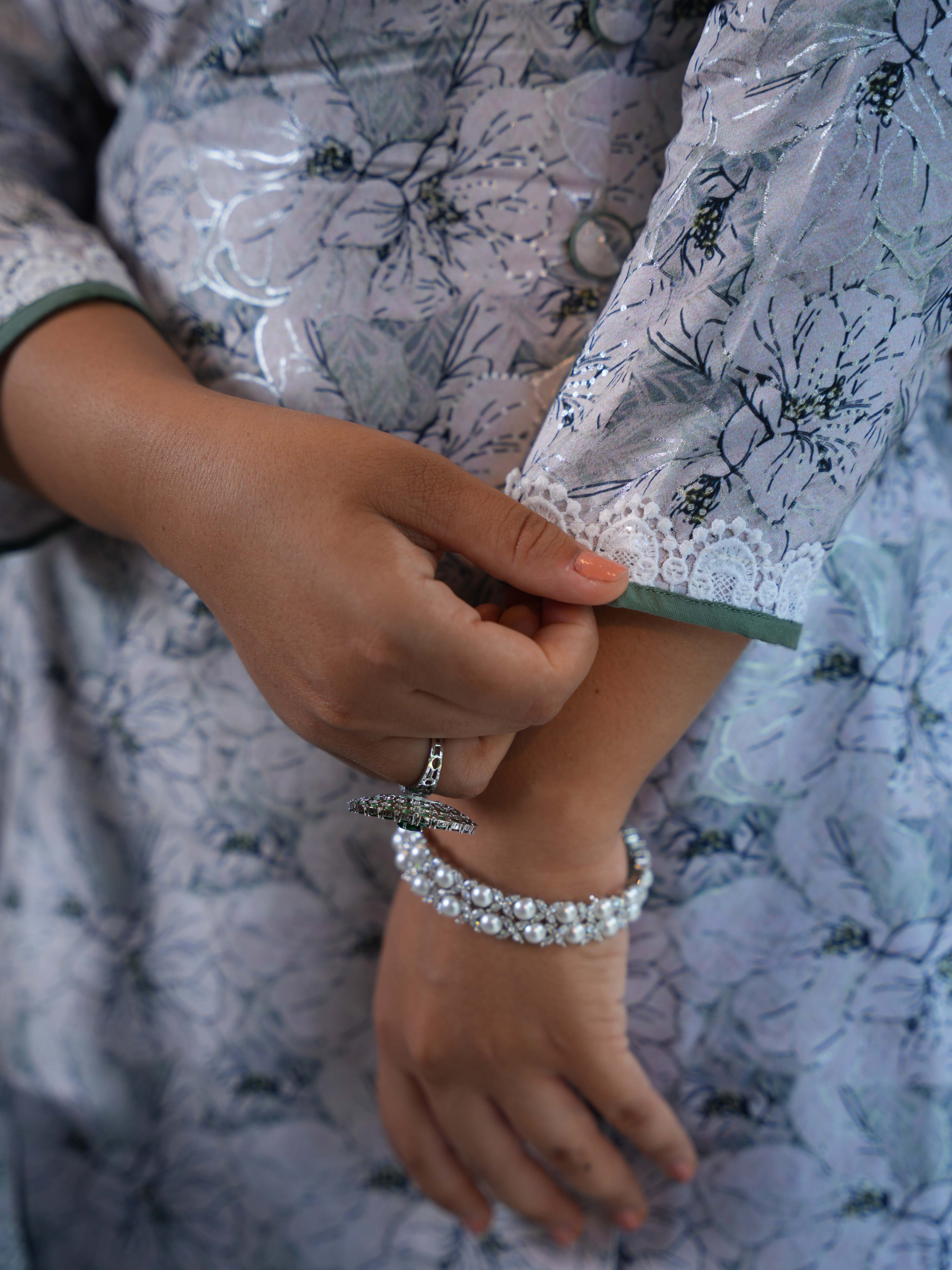 White Printed Cotton Sharara Set with Matching Kurta - Image 4